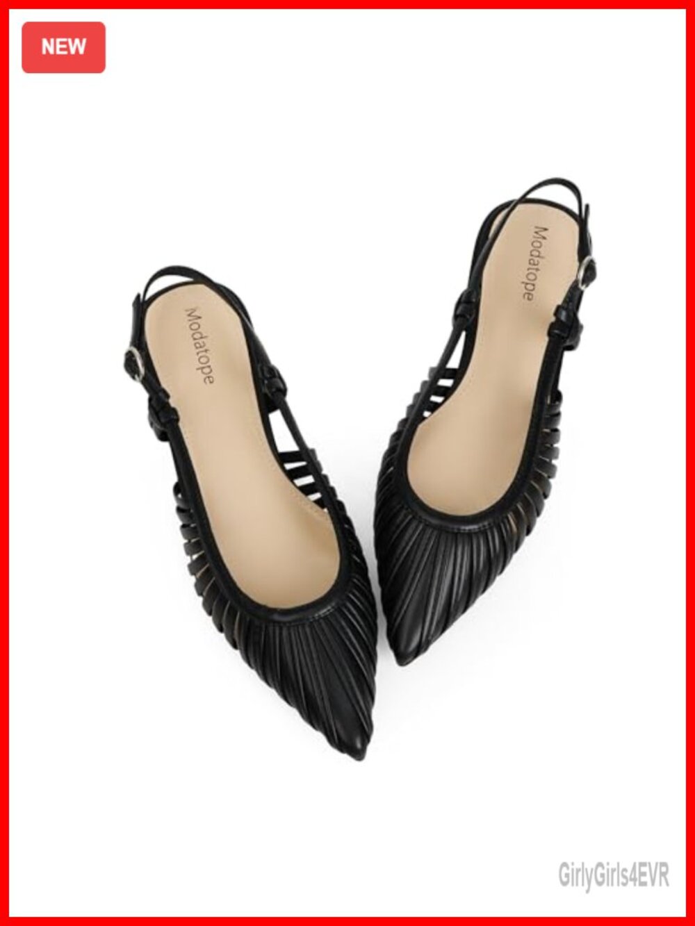 Modatope Slingback Flats Pointed Toe Ballet Low Heel Dress Shoes
